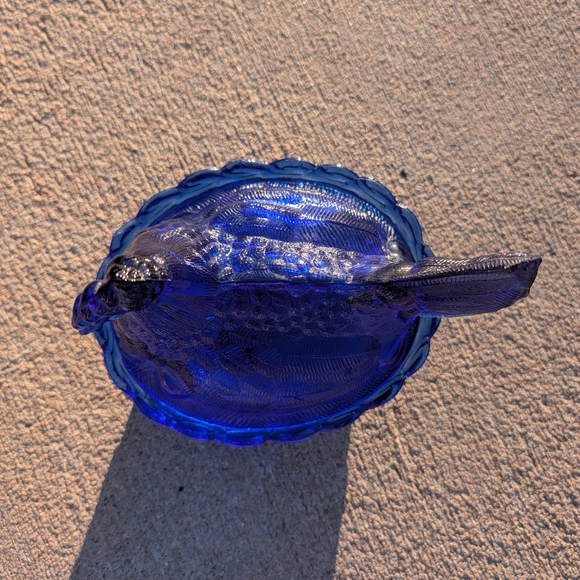 Blue Glass Hen Covered Dish - Picture 4 of 4